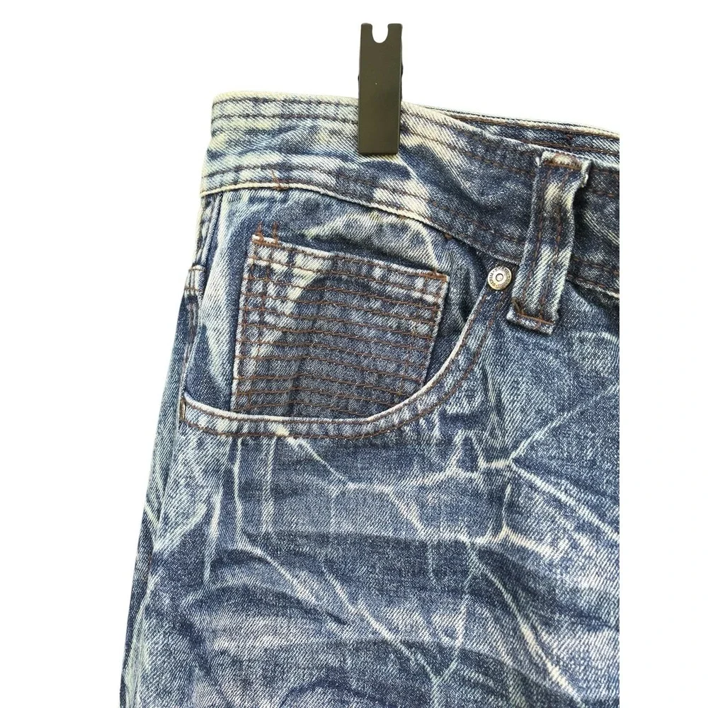 Brooklyn Xpress Moto Jeans Mens 40x34 Blue Acid Wash Distressed Cyber Y2K Biker